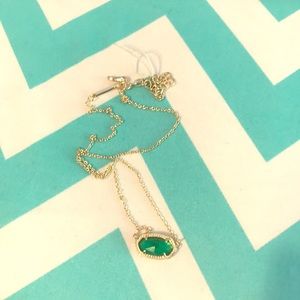 Elisa Gold Pendant Necklace in Emerald Cat’s Eye